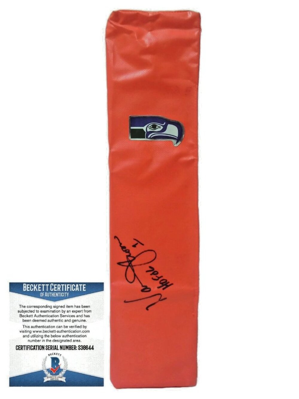 Warren Moon Seahawks Signed End Zone Football Pylon Proof Beckett BAS Autograph
